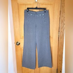 Anthropologie elevenses Grey Pin-Stripe Wide Leg Sailor Pants Size 8